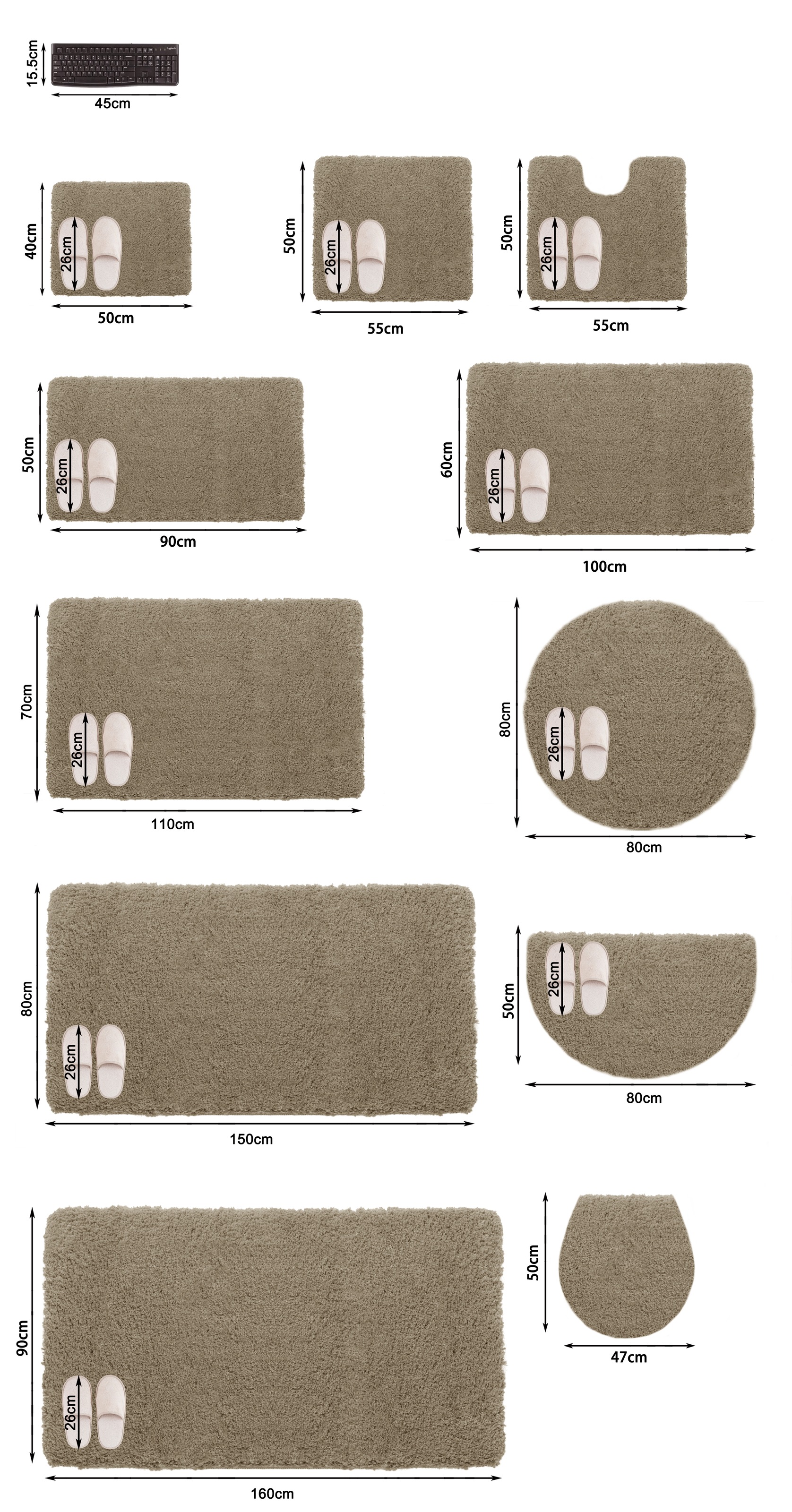 my home Badematte »Inga, Badezimmer Teppich, Badvorleger« Höhe 20 mm rutschhemmend beschichtet fussbodenheizungsgeeignet | schnell trocknend | strapazierfähig Badteppich, unifarben, weich, als halbrund und rechteckig erhältlich