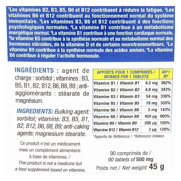 Eric Favre Tonus & Imunidade Vitamina B Máxima Energia Metabolismo 90 comprimidos