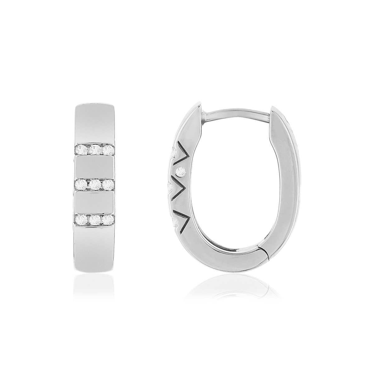 Créoles VAN BRILL or blanc 750, diamants.
