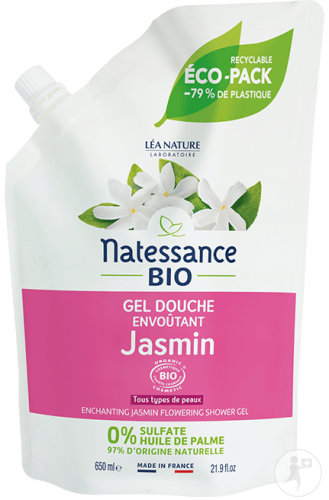 Natessance Bio Gel Douche Envoûtant Jasmin Tous Types De Peaux Recharge 650ml