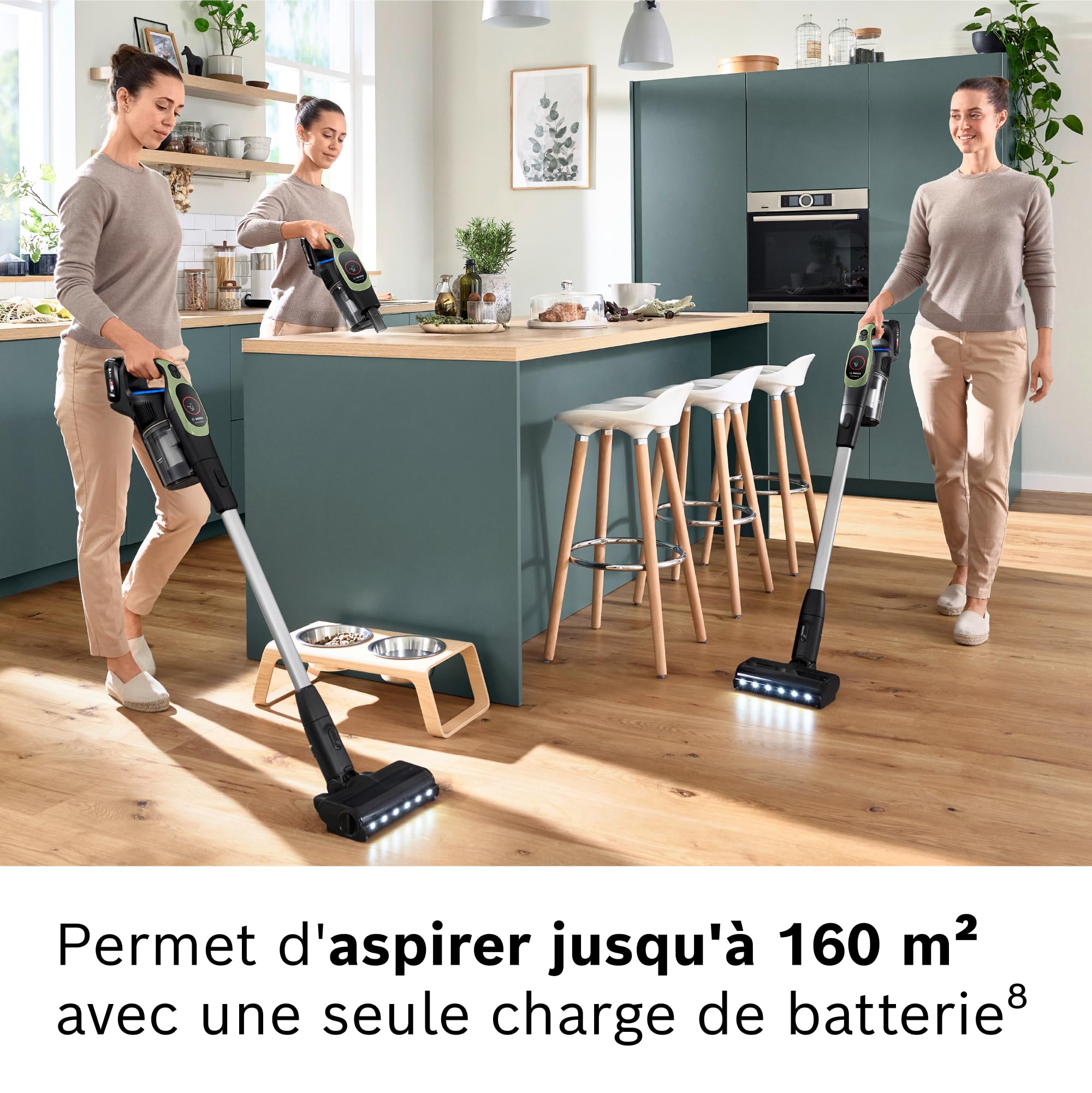 Bosch, aspirateur Balai sans Fil, Unlimited 9, Batterie 3.0 Ah, Technologie MicroClean, bac à poussières Facile à Vider, éclairage LED, Vert, BBS921TB