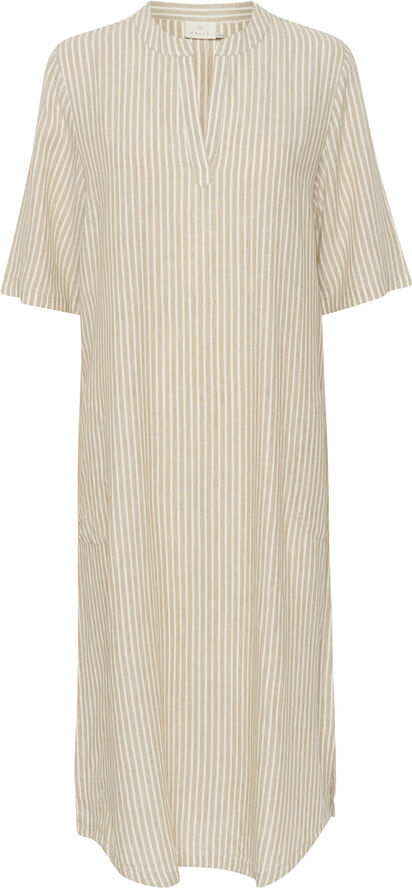 Kaffe KAmilia Kaftan Dress Chinchilla/chalk stripe