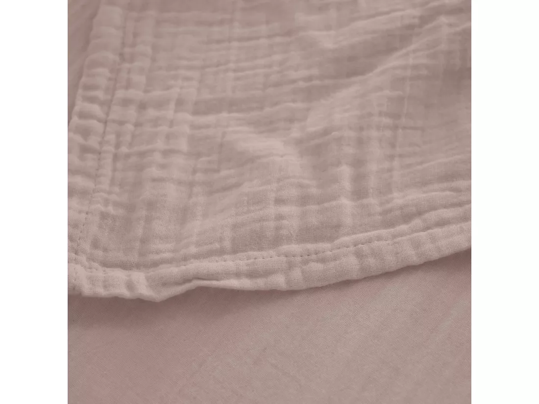 Drap plat 270x300 cm mousseline de coton collection MILOS rose