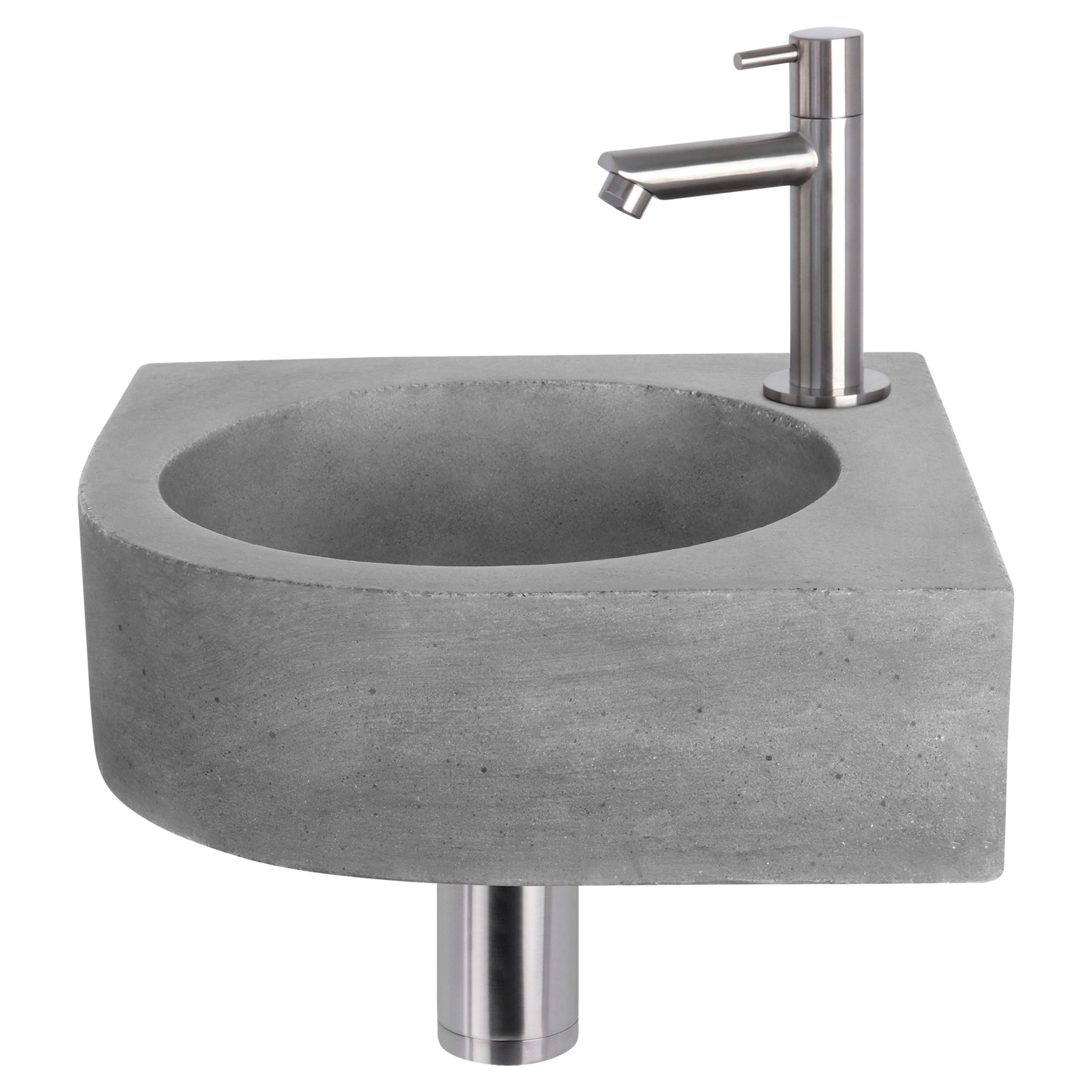 Differnz Cleo fonteinset donkergrijs beton met rechte kraan mat chroom