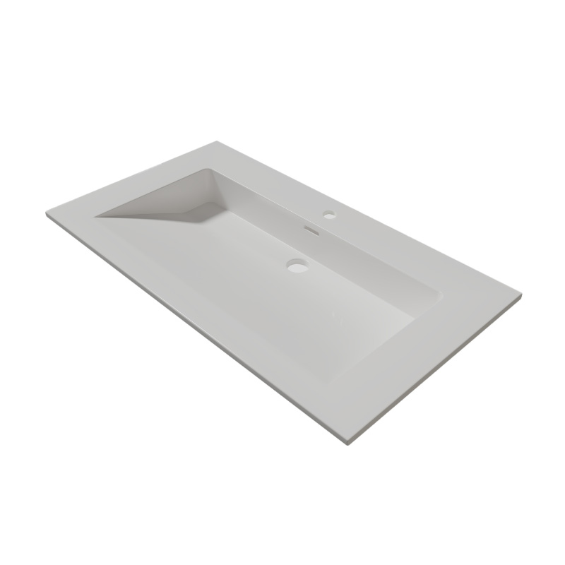 Lambini Designs Flora solid surface wastafel 80cm met kraangat wit mat