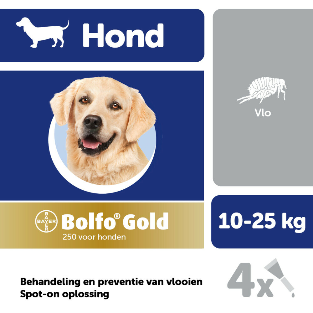 Bolfo Gold Anti Vlooiendruppels Hond 10 - 25 kg 4 pipetten