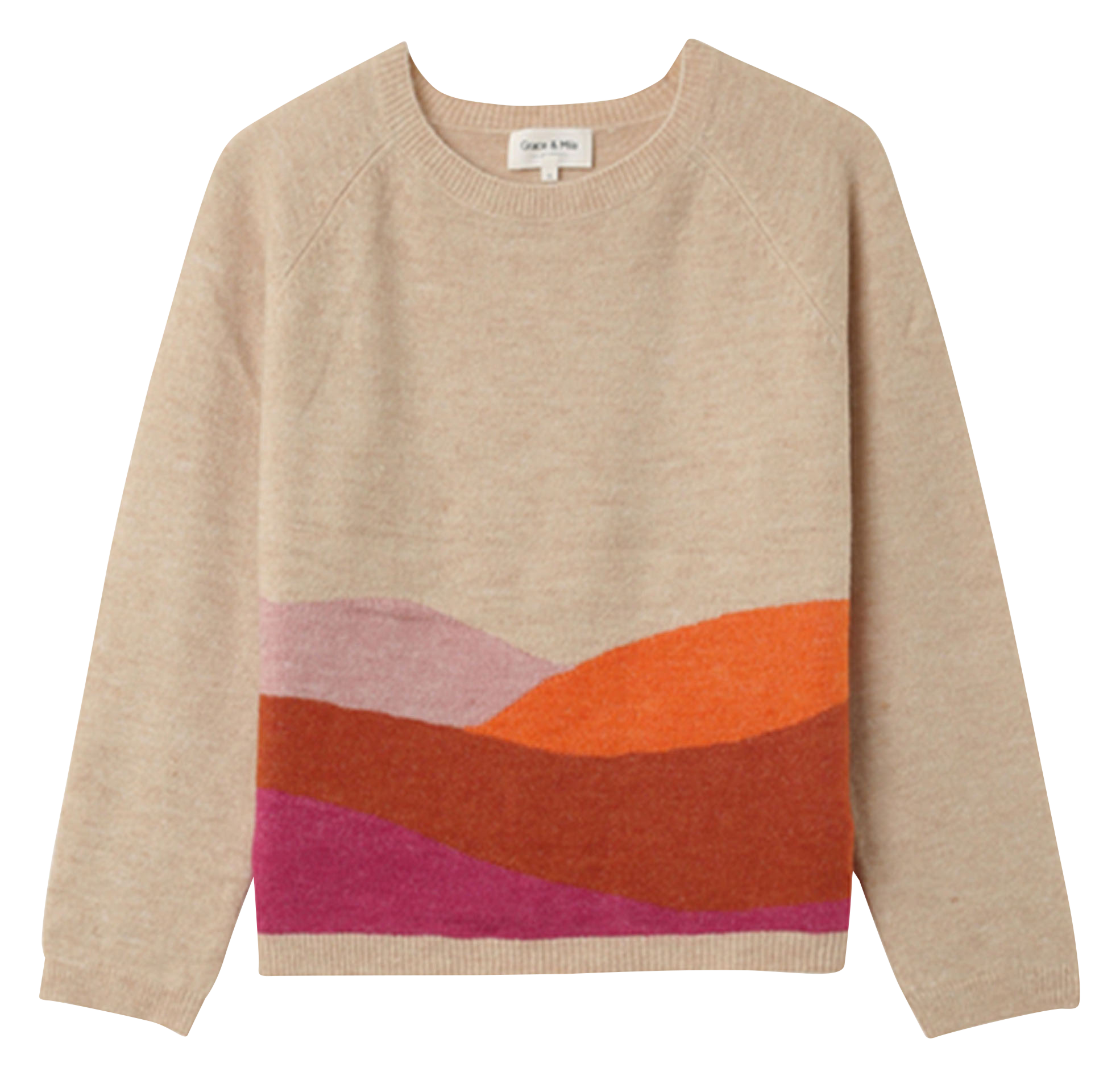 NADY - Pull col rond droit imprimé | Beige