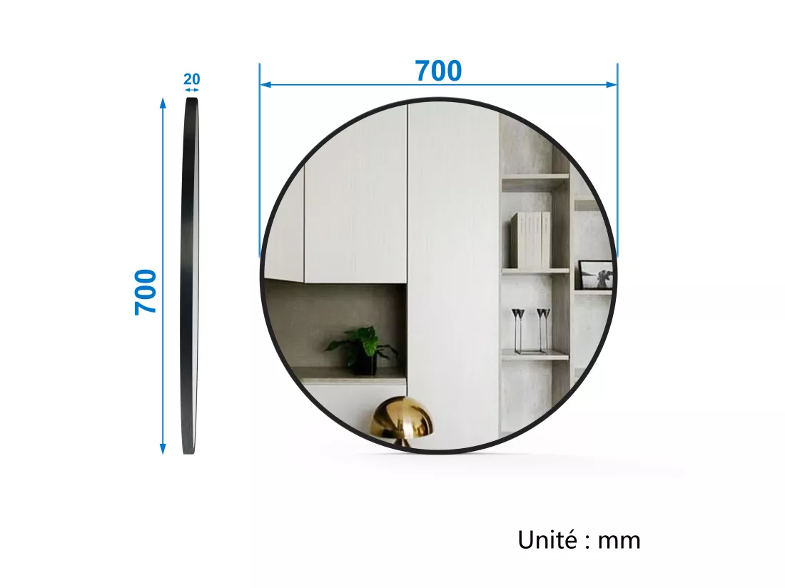 Meuble salle de bain simple vasque 80cm blanc meuble acve rond miroir - Aica