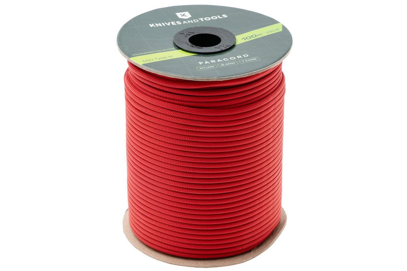 Knivesandtools 550 Paracord Type III, Cherry, 330ft (100 m)