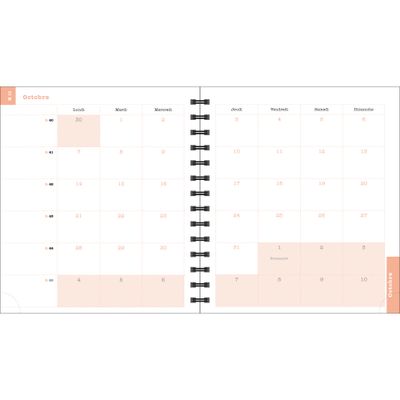 Exacompta Sophie Adde Lady - Agenda 15 x 17 cm - 2025 - semainier - reliure à anneaux métalliques - 18S - 150 x 170 mm - blanc - oiseaux - carton