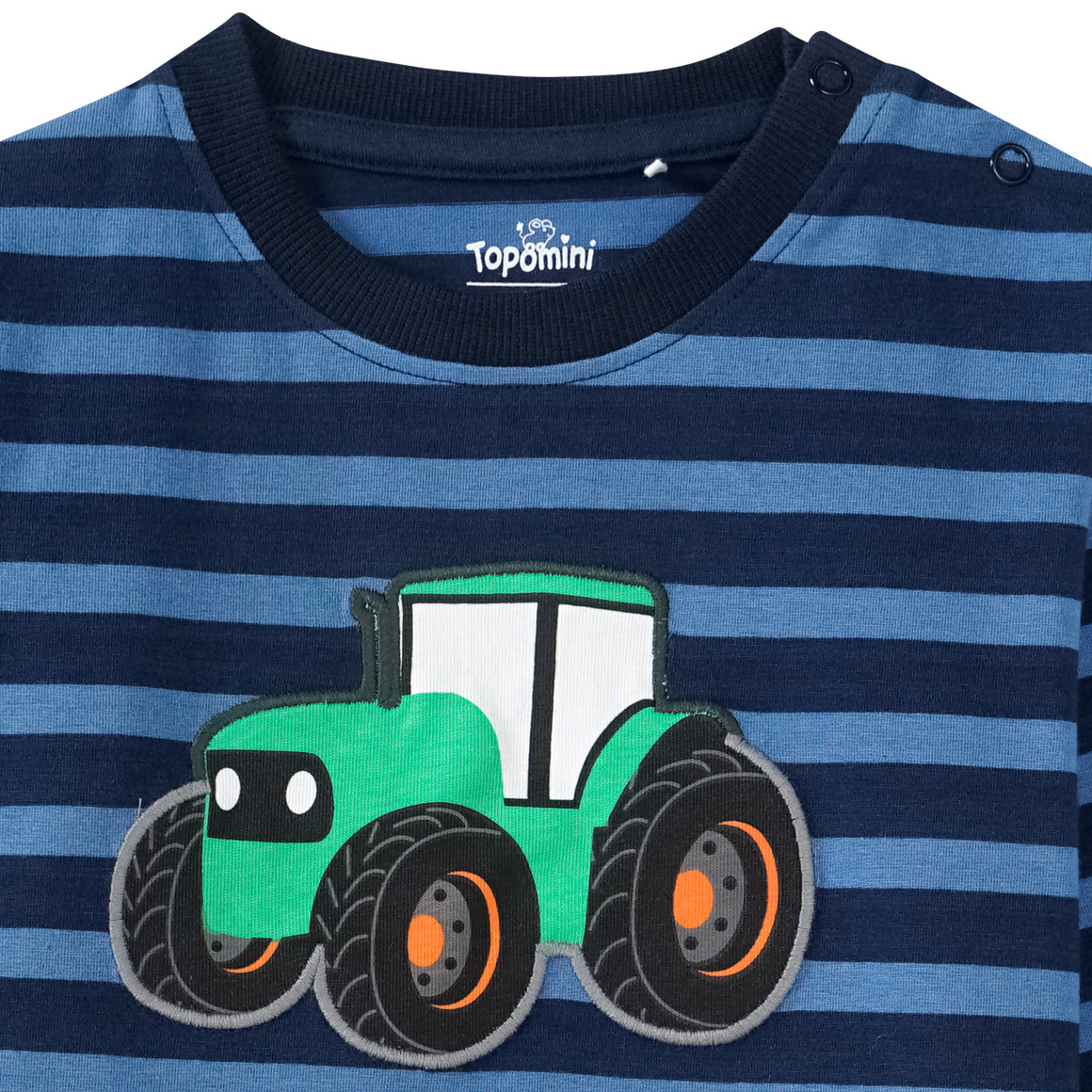 Topomini Baby Langarmshirt mit Traktor-Applikation dunkelblau / blau