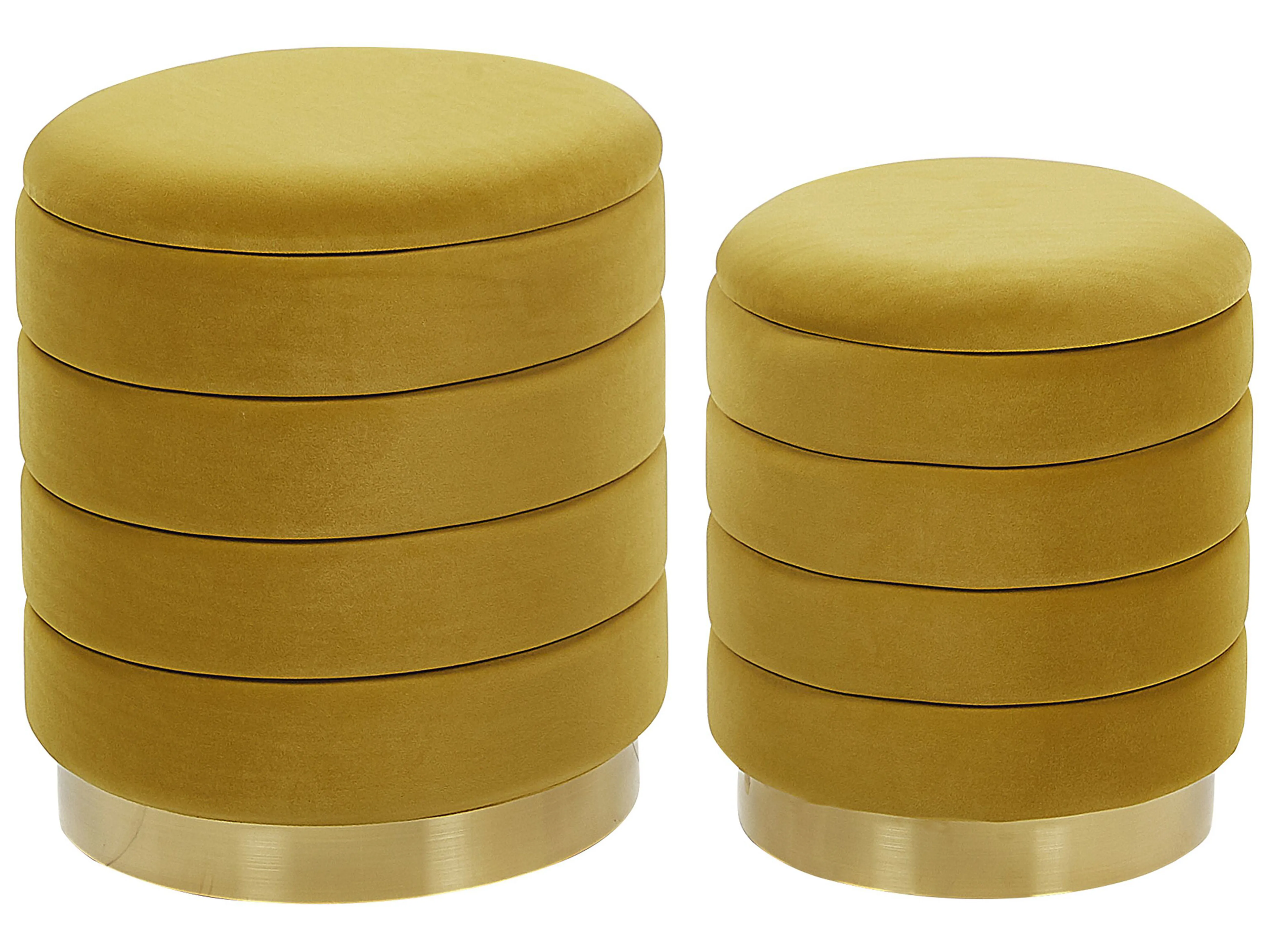 Set van 2 opbergpoefs GARLAND Fluweel Mosterdgeel