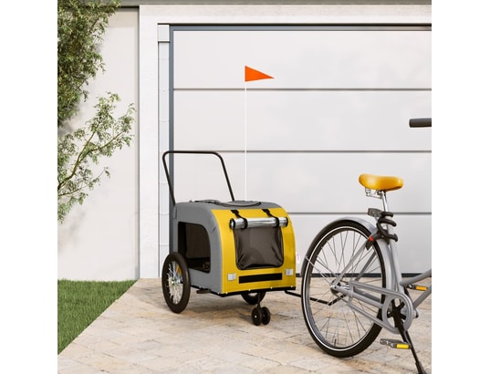 VIDAXL - Remorque de vélo pour chien jaune et gris tissu oxford et fe...
