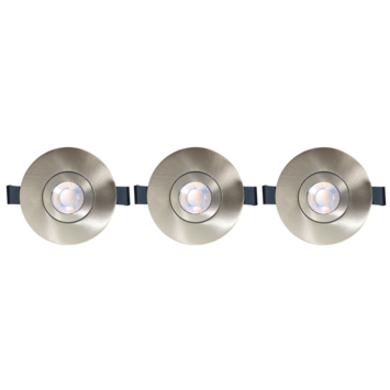 GAMMA LED integrated inbouwspots set van 3x 10W richtbaar staal Ø 85mm