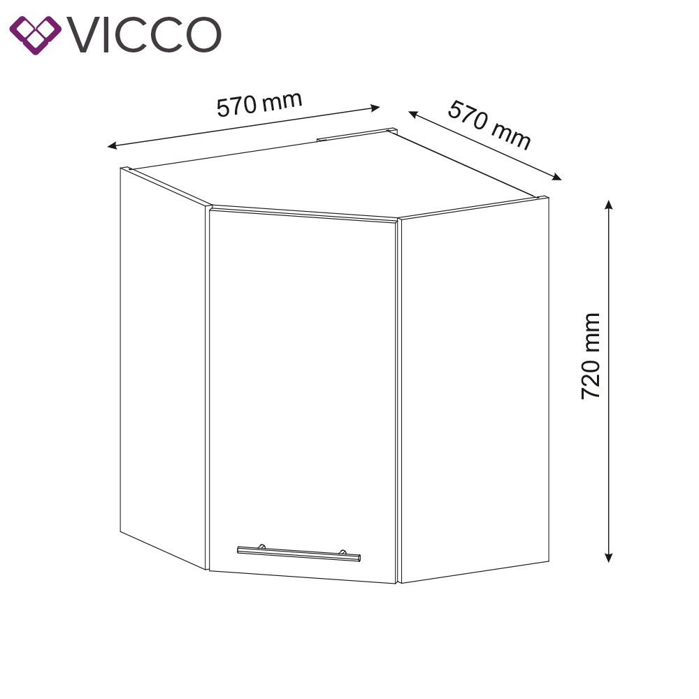VICCO Eckhängeschrank 57 cm Anthrazit Küchenzeile Unterschrank Fame