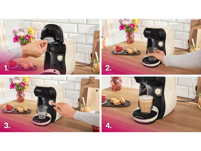 TASSIMO Kapselmaschine Happy friendly Crème/Schwarz Kaffeemaschine