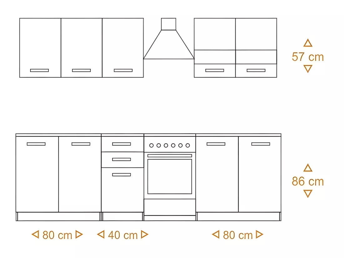 ANINE | Cuisine Complète Modulaire + Linéaire L 200 cm 6 pcs | Plan de travail INCLUS | Meubles armoires cuisine