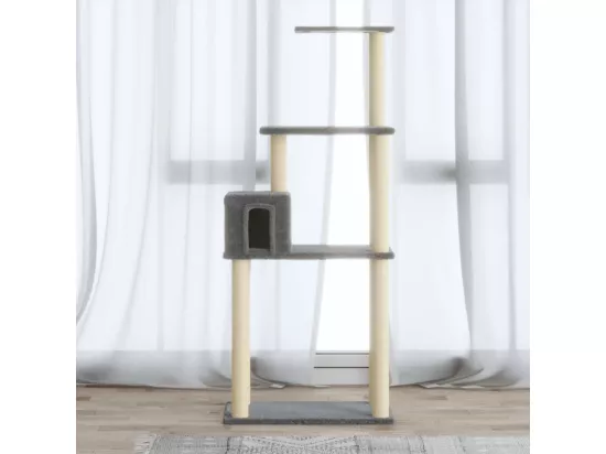 Arbre à chat avec griffoirs en sisal Gris clair 147 cm
