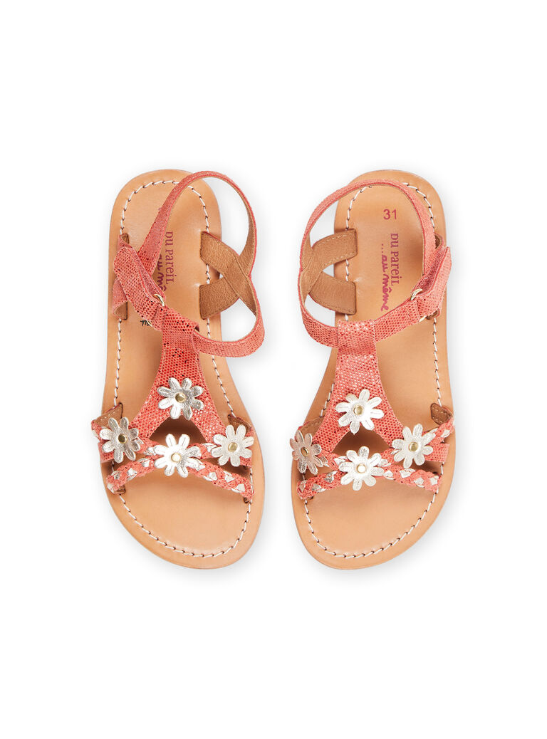 Sandales corail en cuir