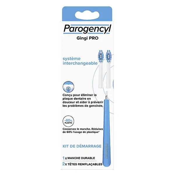 Kit de escova de dentes Parogencyl Gingi PRO Soft: 1 cabo resistente + 2 cabeças substituíveis