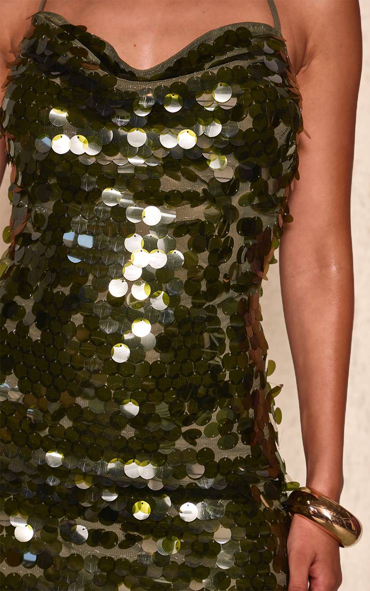 Vert Foncé Robe Mini À Col Bénitier Et Sequins Disques