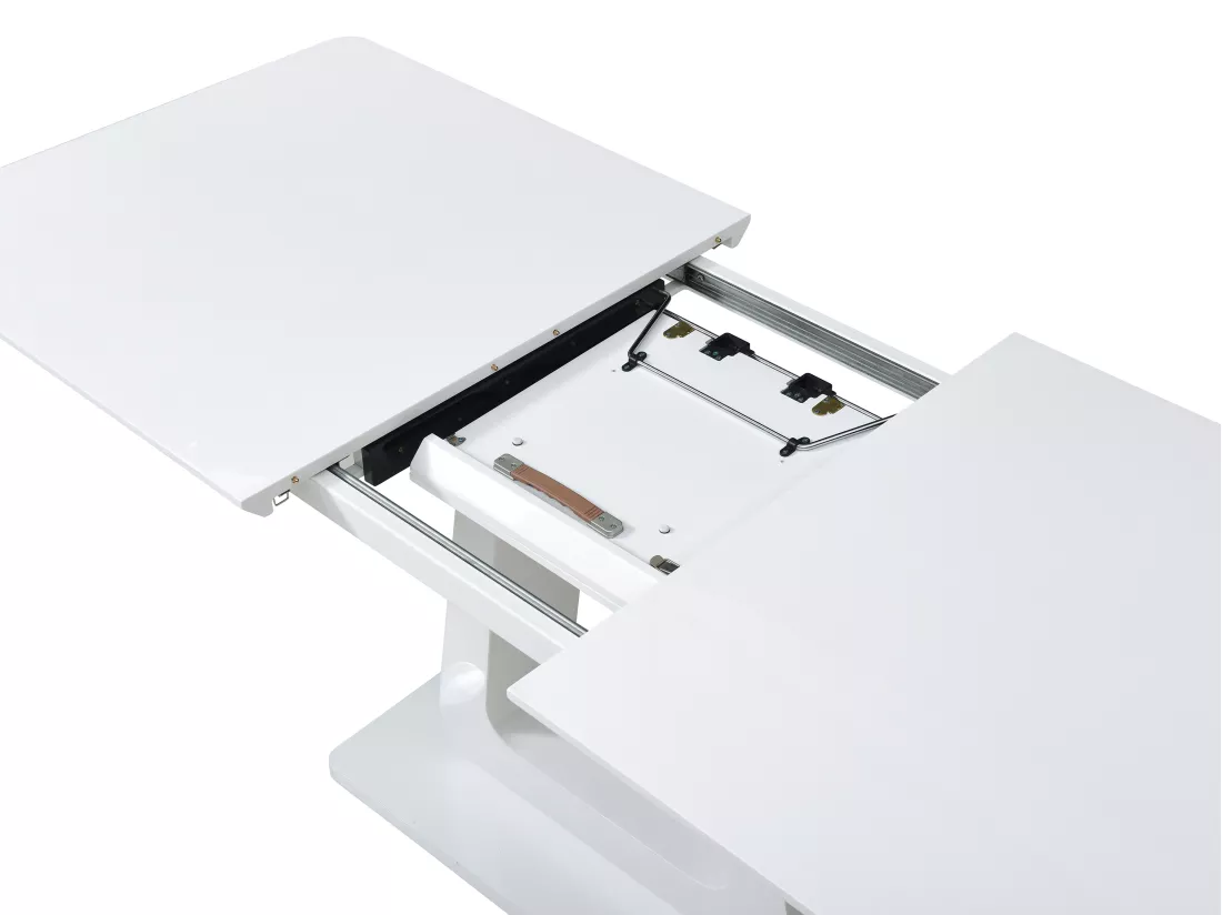 Table à manger extensible 6 à 8 personnes en MDF - Blanc laqué - LAZINEO