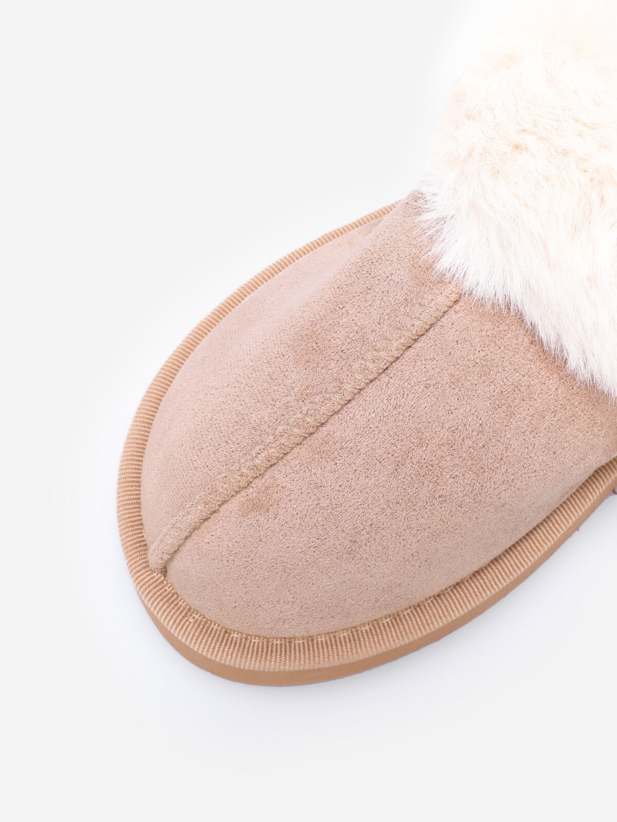 Mules fourrées à plateforme- Taupe