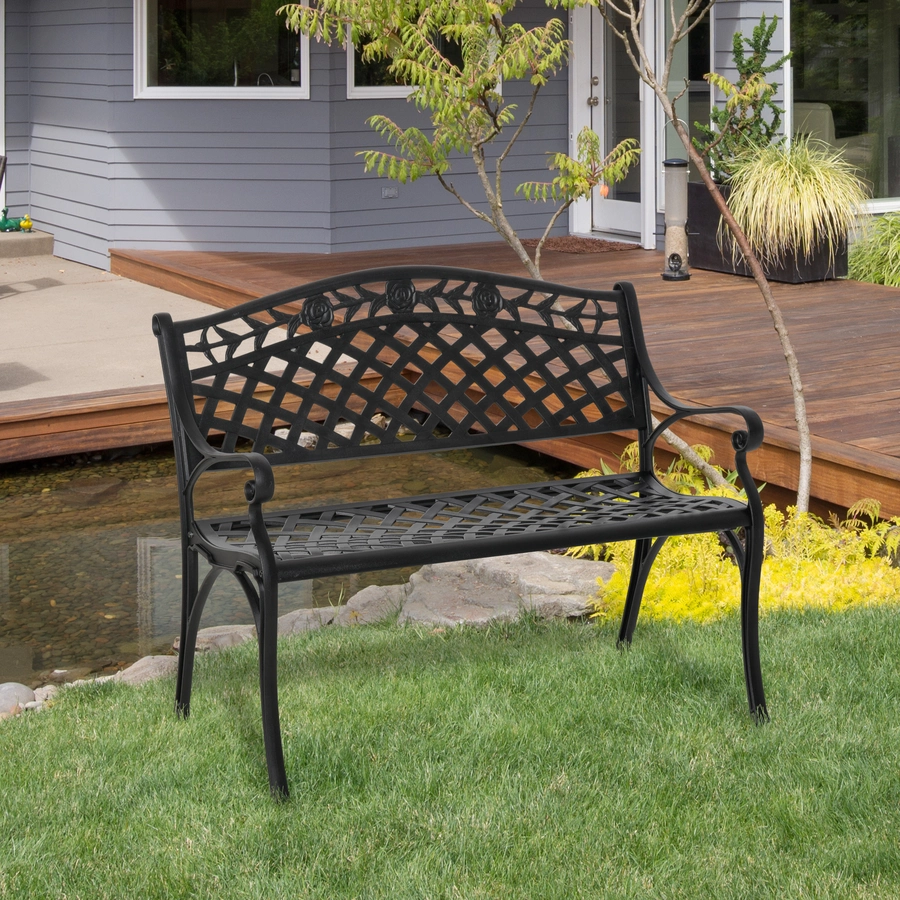 Outsunny Gartenbank aus Aluminium schwarz