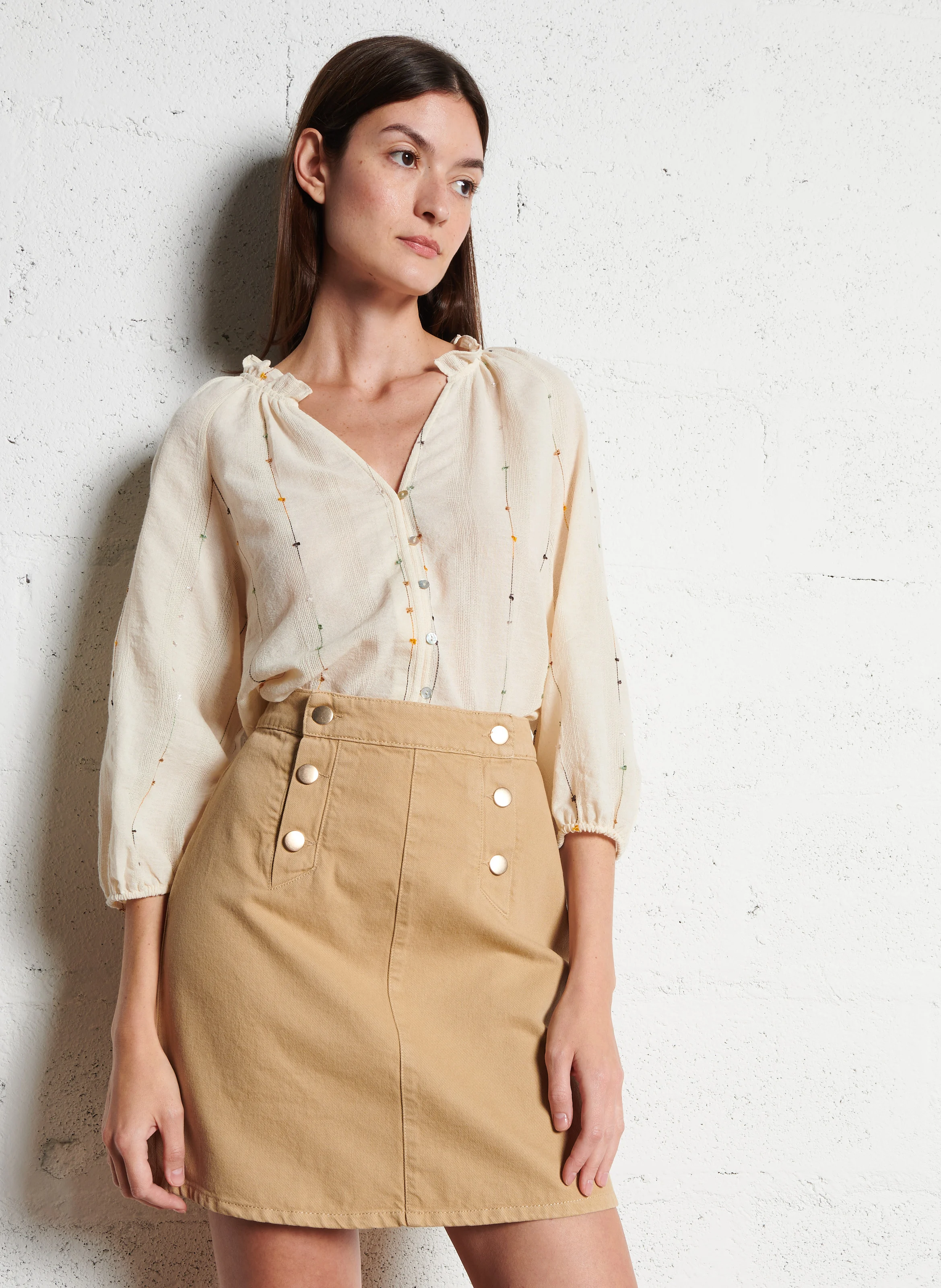 BLANCA - Chemise ample en coton mélangé | Blanc
