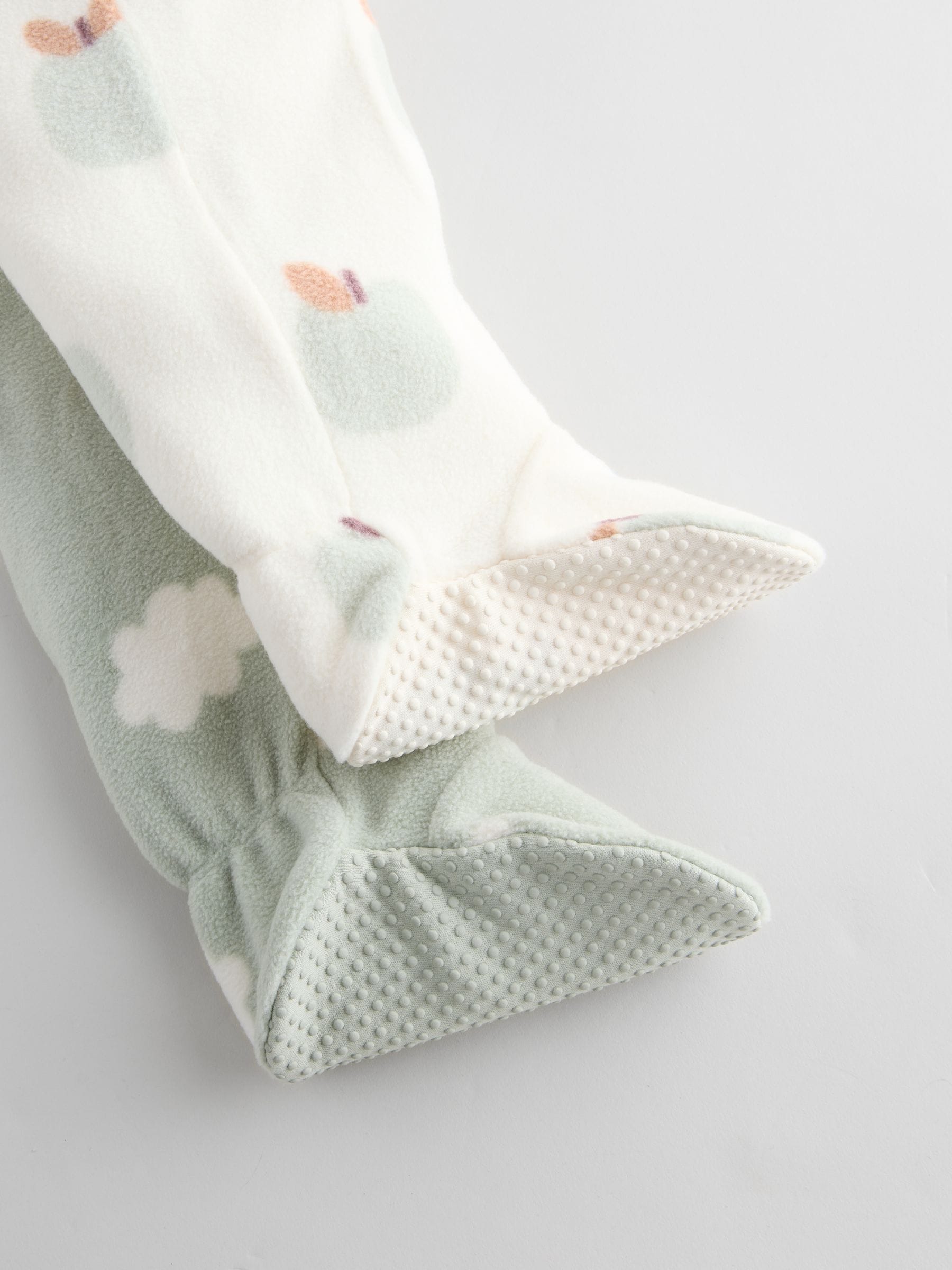 Grijs-groen - Set van 2 baby-onesies van microfleece met tweewegrits