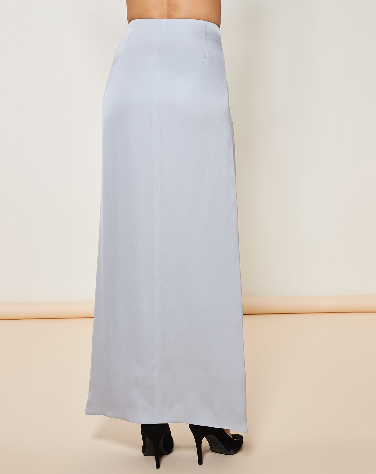 Giorgio Armani Jupe longue 100% Soie argentée