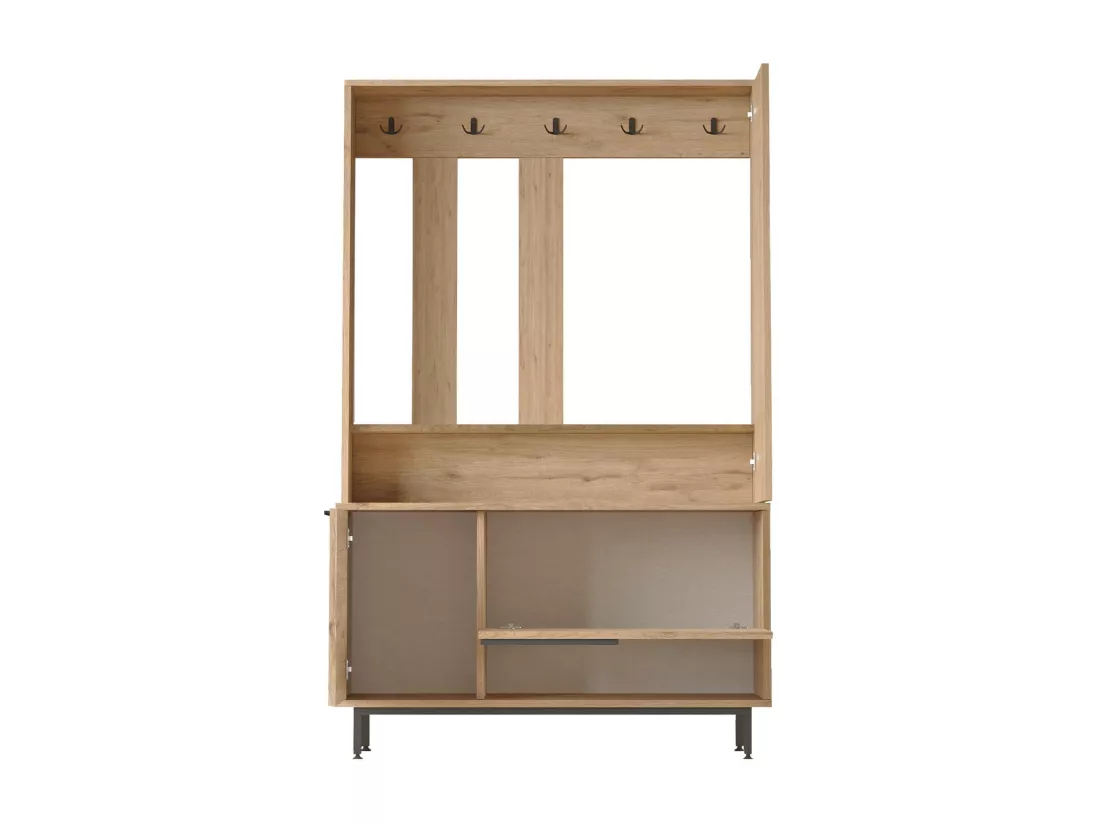 Armoire d'entrée Rebecca Mobili Giloy 178x112x33,5 Panneau de particules Verre Chêne clair Gris Foncé Moderne