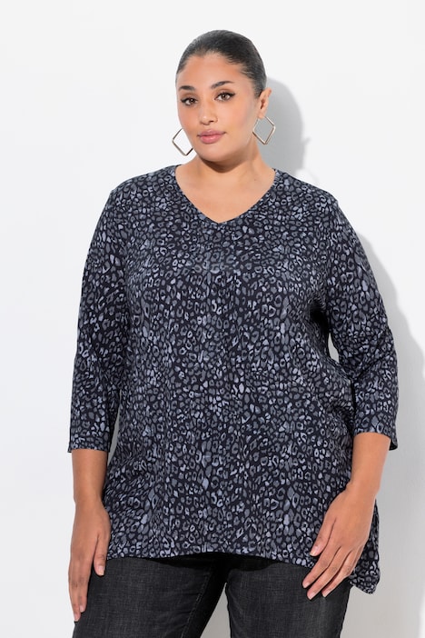 Shirt, Leo-Sterne, A-Linie, V-Ausschnitt, 3/4-Arm