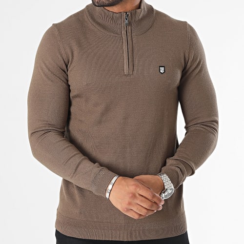 Pull Col Zippé Marty 2 Marron
