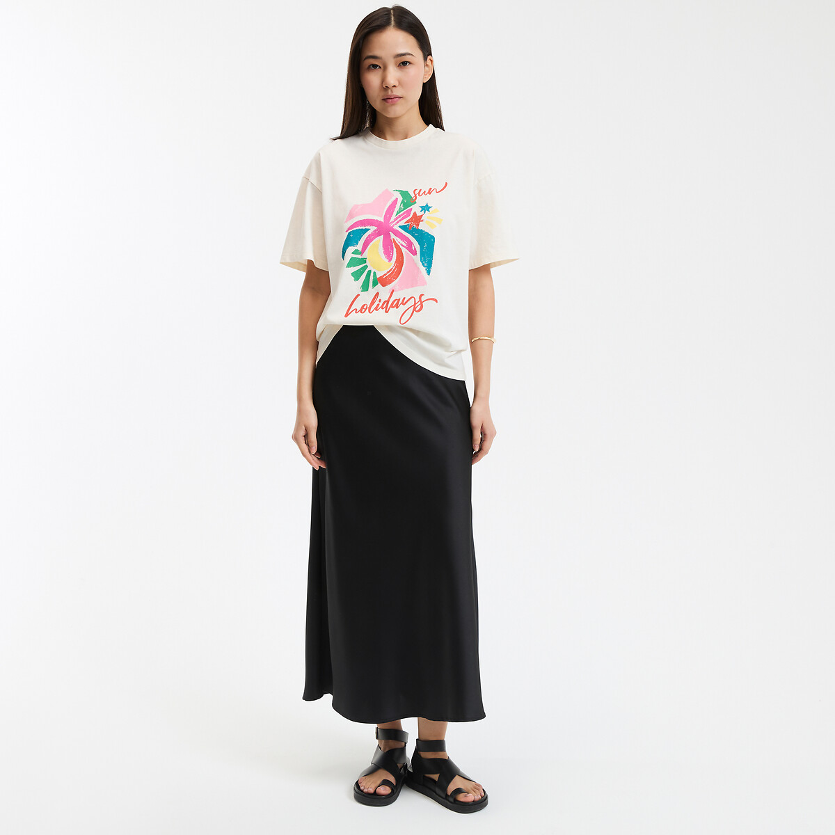 COLEÇÕES LA REDOUTE<br>Camiseta estampada com gola redonda e mangas curtas