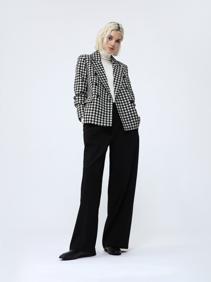 Blazer de abotoamento duplo - Preto/branco
