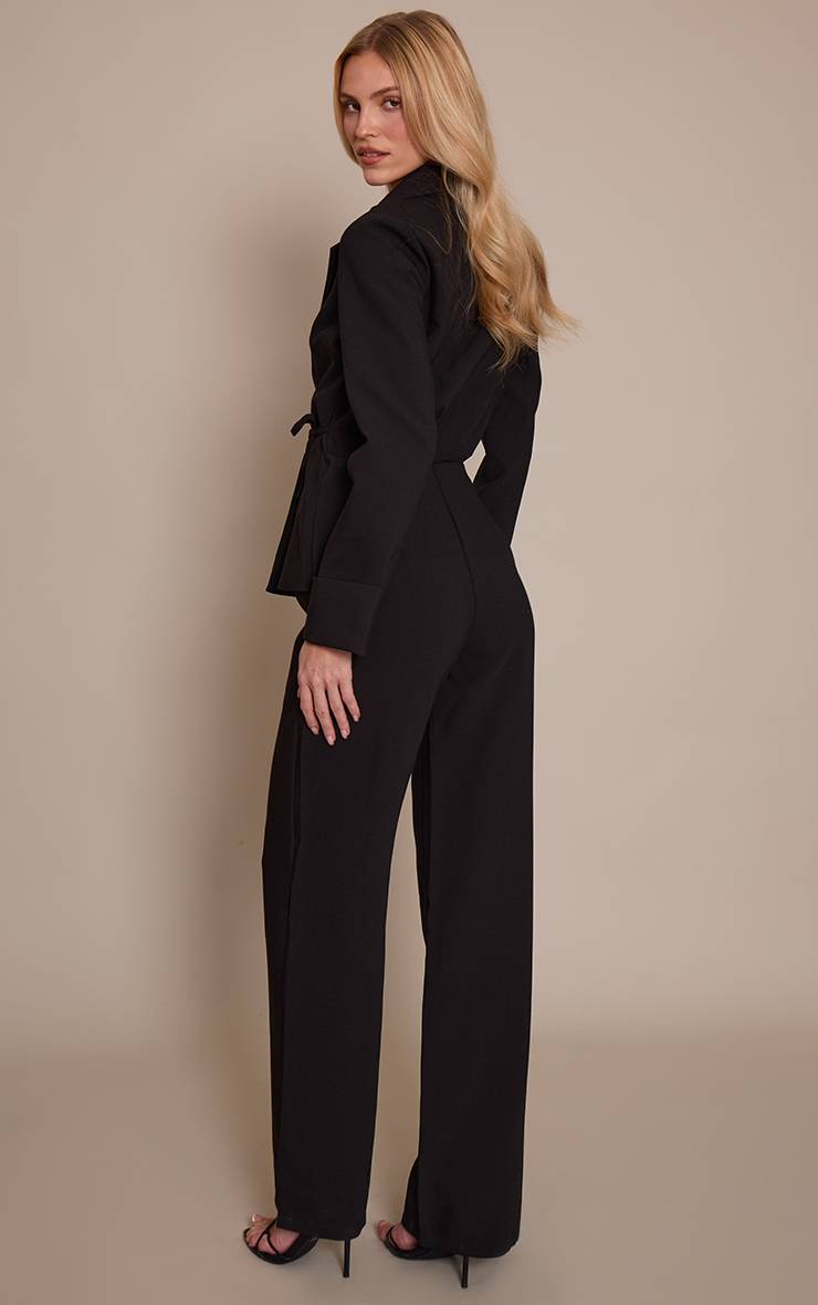 Noir Combinaison-pantalon Blazer Tissée Premium Avec Liens Latéraux