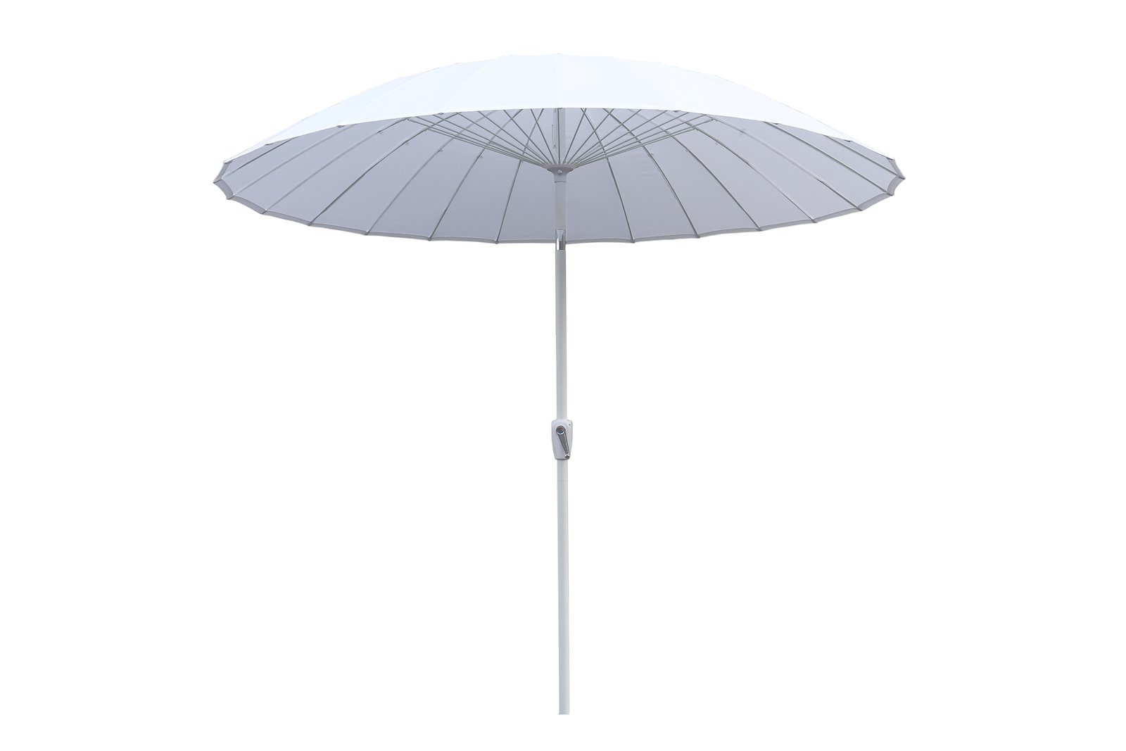 Shanghai parasoll Sortlakkert stang i aluminium med hvit tekstil. Ø275 cm
