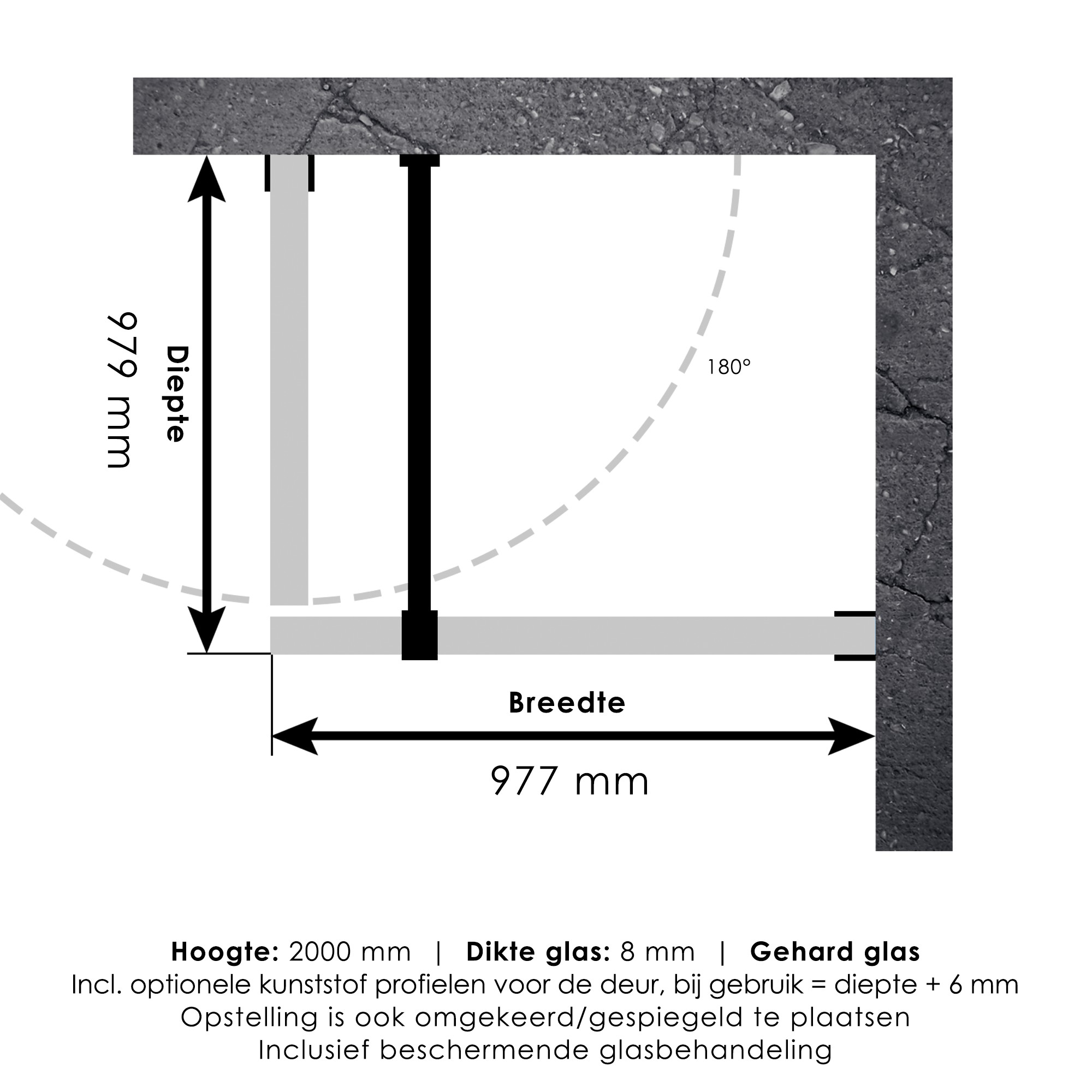 Brauer JC profielloze douchecabine 100x100cm gunmetal geborsteld