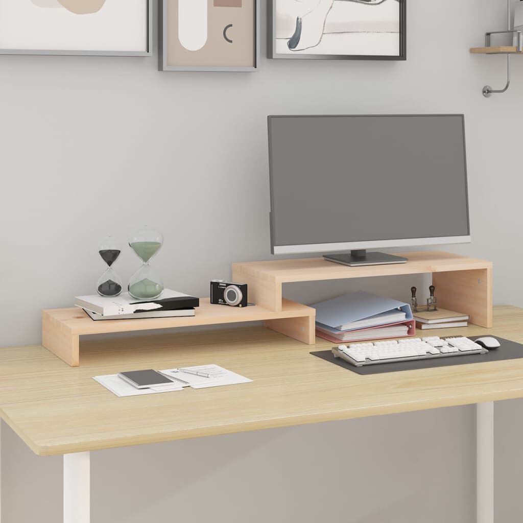 vidaXL Monitorstandaard, (52-101)x22x14 cm, massief grenenhout
