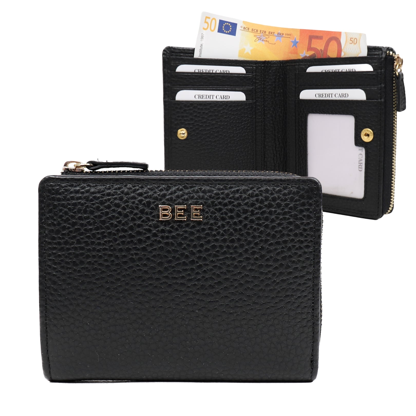 Ritsportemonnee 'Vida' Black Black