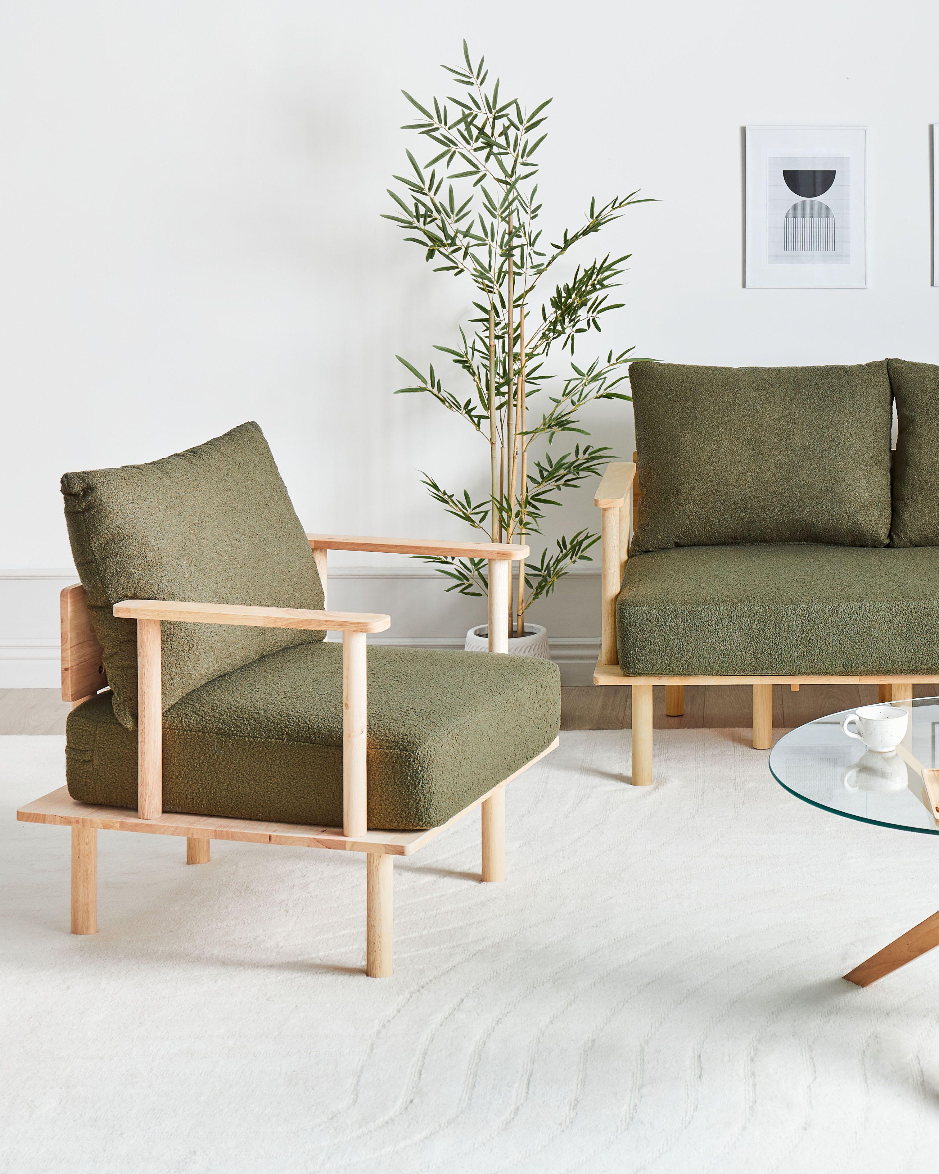 Fauteuil ASKER Bouclé Donkergroen