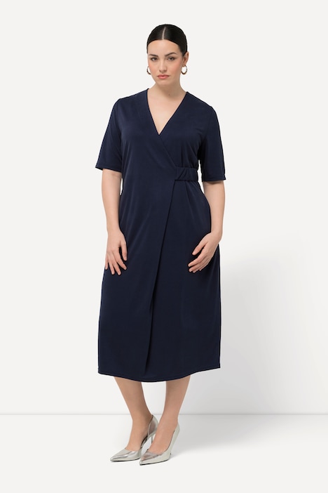 Midikleid, Wickeloptik, V-Ausschnitt, Halbarm, Taschen