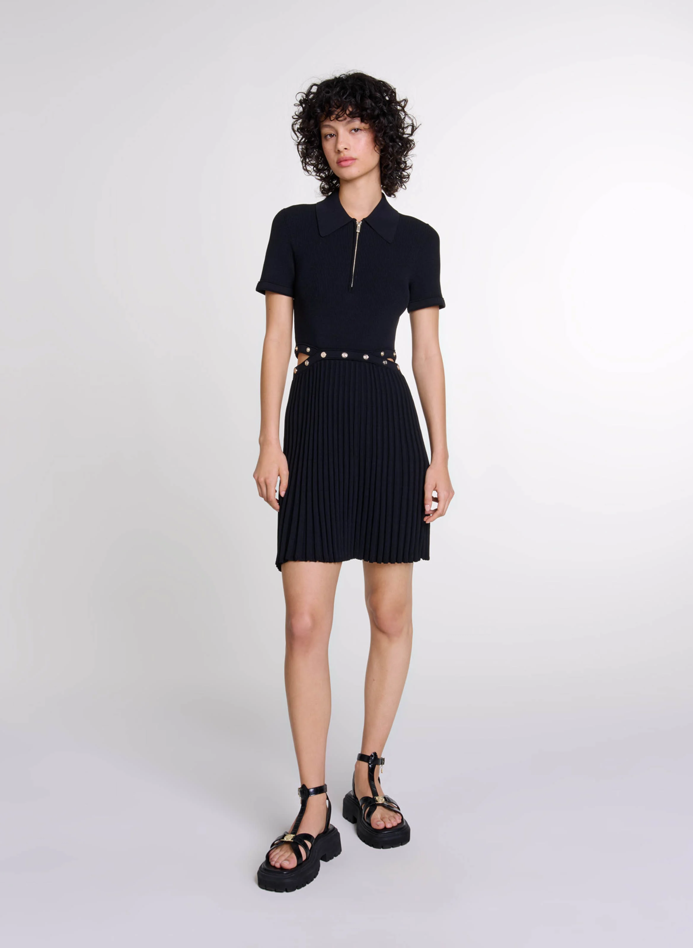 Robe courte col classique| Noir