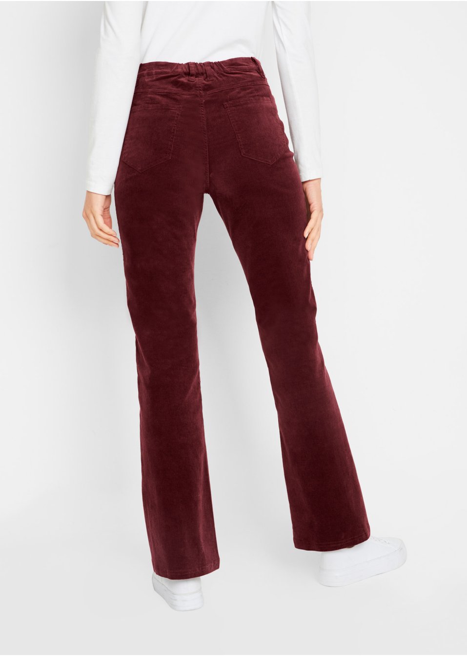 Pantalon évasé en velours côtelé extensible avec taille haute confortable