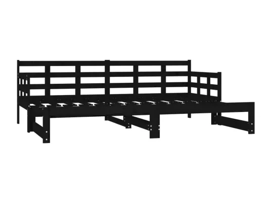 Lit coulissant sans matelas noir 2x(90x200) cm