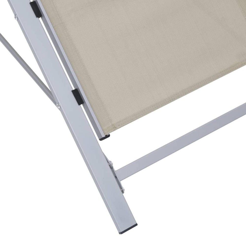 Transat chaise longue bain de soleil lit de jardin terrasse meuble d'extérieur textilène et aluminium crème