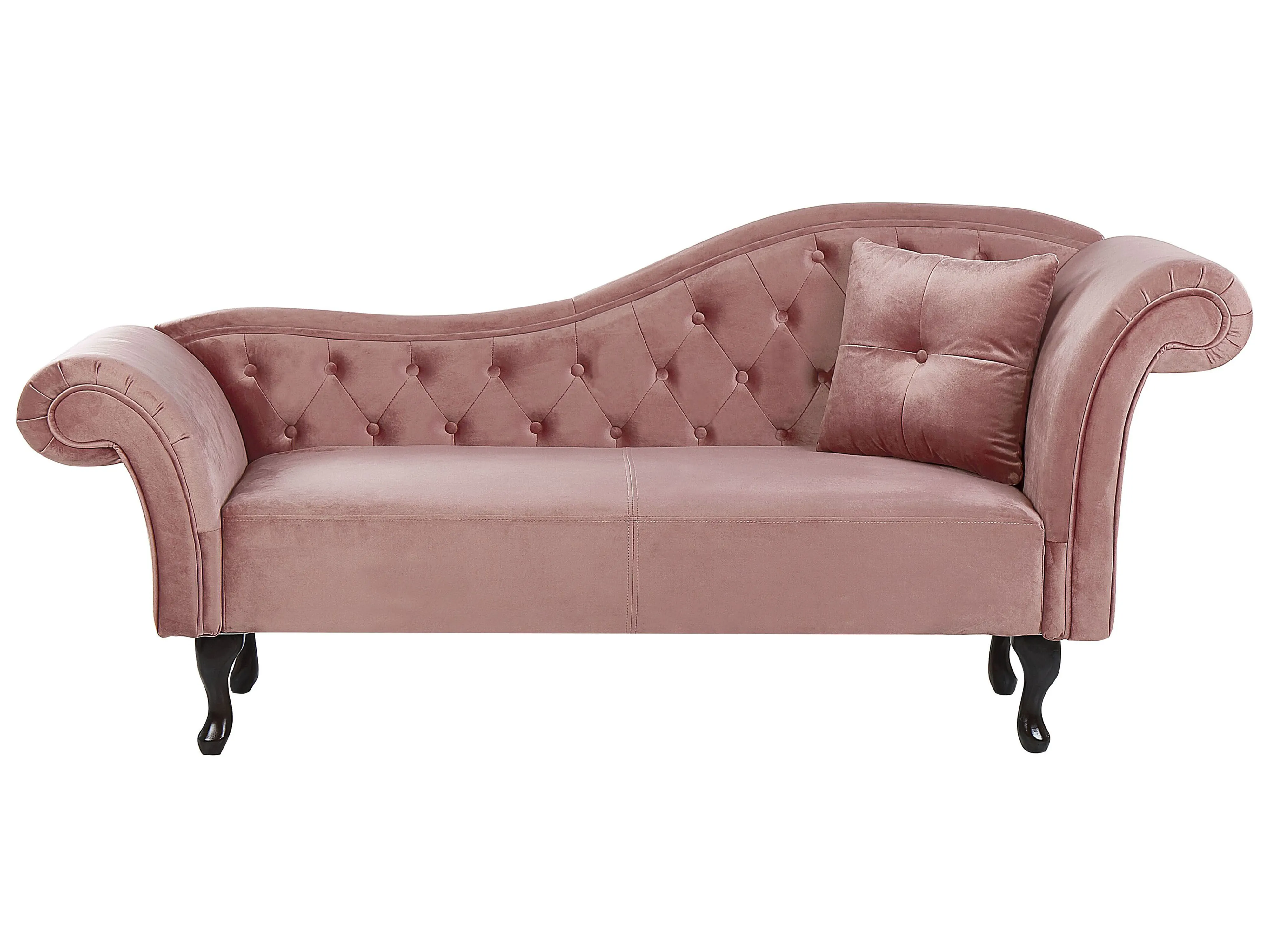 Rechtszijdige chaise longue LATTES Fluweel Roze