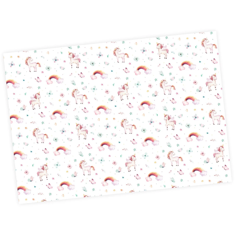 Nikima Geschenkpapier 5 Bögen Einhorn bunt Aquarell – 1,60€qm Größe: - 84,1 x 59,4 cm bunt