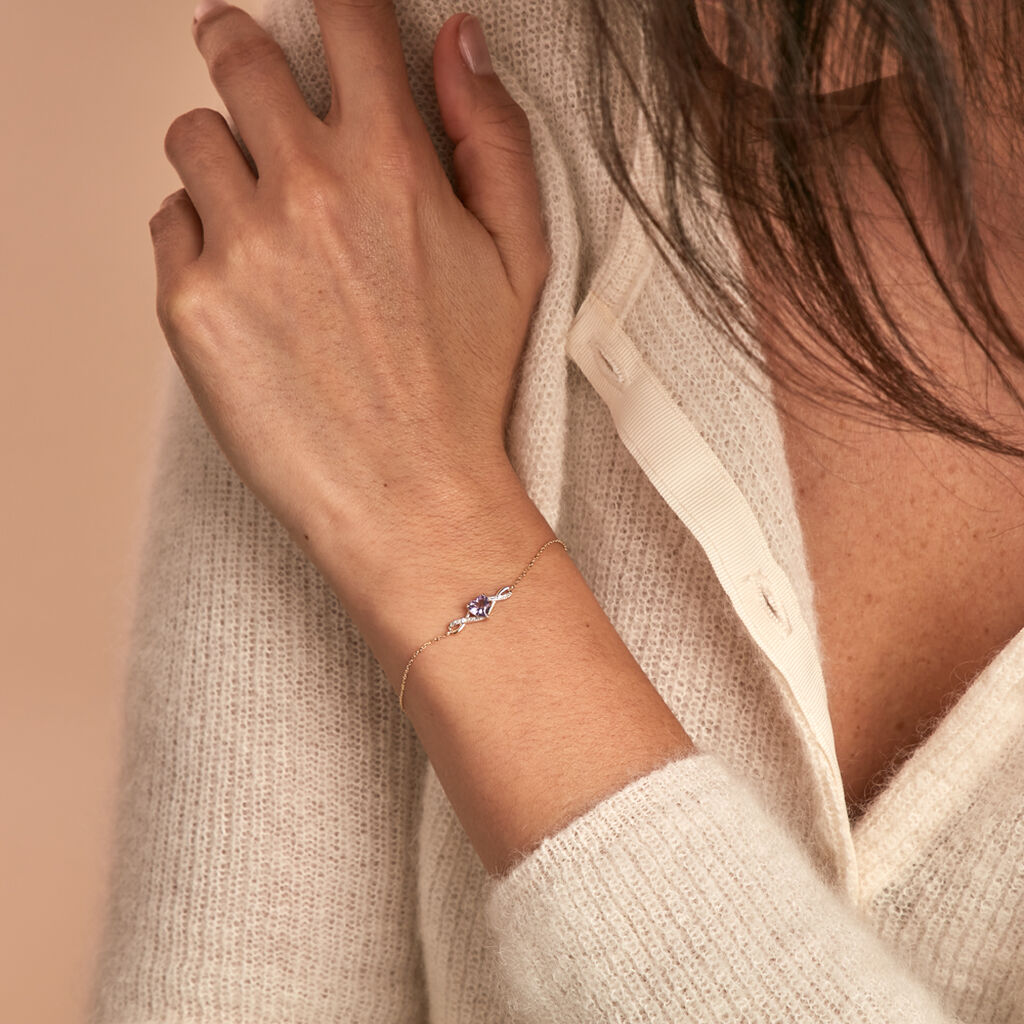 Bracelet Clothilde Or Jaune Améthyste Oxyde De Zirconium